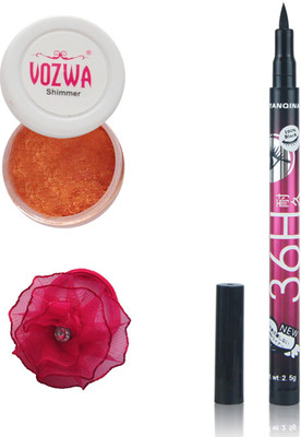 

Vozwa Copper Eyeshadow Shimmer Powder, Pen Eyeliner Waterproof and Band(Set of 3)