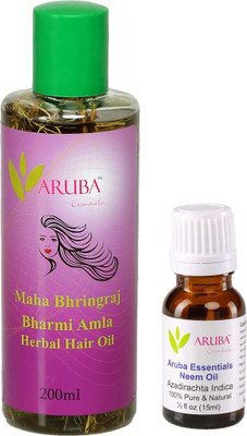 

Aruba Essentials Maha Bhringraj Amla – Brahmi 200 ml & 15 ml Neem Herbal(Set of 2)