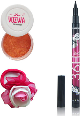 

Vozwa Copper Eyeshadow Shimmer Powder, Pen Eyeliner Waterproof and Band(Set of 3)