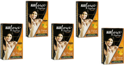 MANKIND Manforce Staylong More Time More Pleasure ORANGE Flavoured Condom (Set of 5, 50S) Condom(Set of 5, 50S)