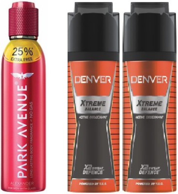 Denver 2 BALANCE & 1 ALEXANDER Deodorant Spray - For Men(450 ml, Pack of 3)