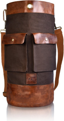Golden Riders Old School Canvas/Leather Duffle Travel Bag Duffel With Wheels (Strolley)