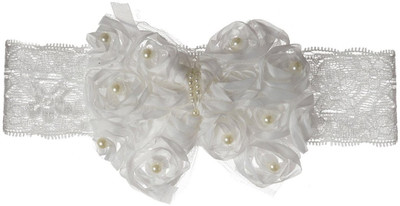 

Smartcraft Baby Elastic Bow Lace Headband with pearls - White Head Band(White)