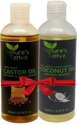 

Nature's Tattva Castor Oil and Virgin Coconut Oil (Organic), Cold Pressed Hair Care Combo Hair Oil(400 ml)