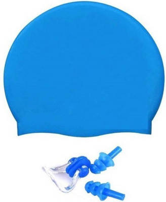 Force One Best Quality Silicone Cap, Nose Clip & Ear Plug Swimming Kit