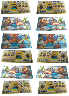 

kaykon 12 SuperHero Pencil Box Return Birthday Gifts For Boys With 4 Drawers Jumbo Size High Quality - 24cm X 11cm X 3 Cm Cartoon Characters Art Plastic Pencil Boxes(Set of 12, Multicolor)
