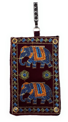 

Unique Fashion Ethnic Embroidered Mirror Design Maroon Velvet Mobile Pouch With Waist Clip For Girls / Women’s Mobile Pouch(Maroon)