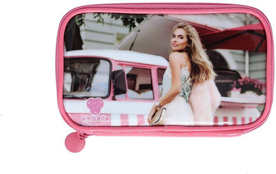 

Shopat7 Double Compartment Featured Kids Stationery Pouch/Travel Pouch Featuring Travelling Girl (Pink) Pouch(Pink)