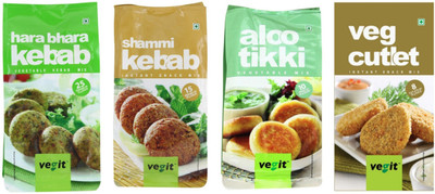 

Vegit Instant Snack Mix Combo Pack - Harabhara Kebab 120g + Shami Kebab 120g + Aloo Tikki 140g + Veg Cutlet 160g. 540 g(Pack of 4)