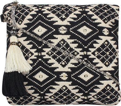 

Anekaant Women Casual Black, White Cotton Sling Bag