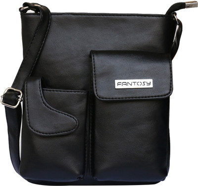 

Fantosy Women Casual Black PU Sling Bag