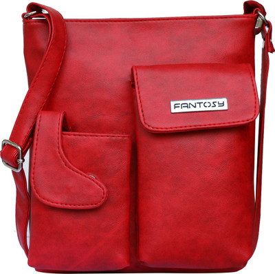 

Fantosy Women Casual Red PU Sling Bag