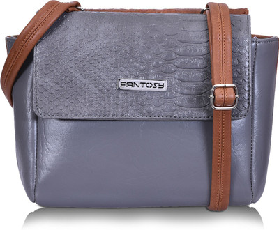 

Fantosy Women Casual Grey Leatherette Sling Bag