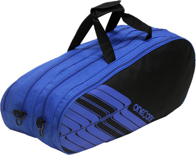 

One O One Lines Collection Four Compartment Black & Blue - Badminton/Tennis Kitbag(Black, Kit Bag)