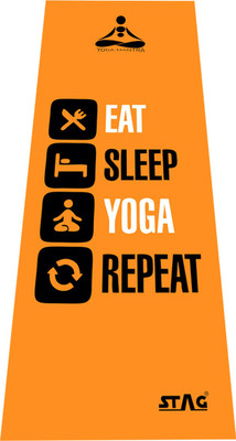 

Stag YOGA MANTRA PRINTED MAT WITH BAG 180CM X 60CM Multicolor 4 mm Yoga Mat, Orange-black