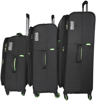

TRAWORLD Jupiter-1003 set of 3 (20''+24''+28'' ) 4Wheel Trolley Bag - Black Expandable Check-in Luggage -  inch(Black
