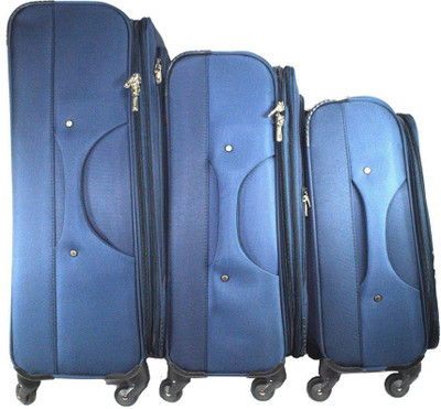 

TRAWORLD 4 wheel Trolley Bags Set of 3 Expandable Check-in Luggage -  inch(Blue