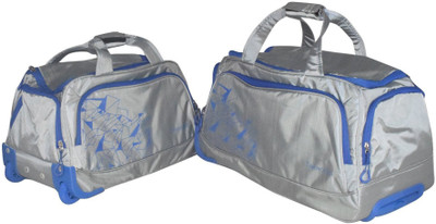 

TRAWORLD Duffel Bags with Inbuilt Trolly And 2 Wheels Expandable Cabin Luggage -  inch(Grey