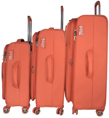 

TRAWORLD Jupiter-1004 set of 3 (20''+24''+28'' ) 4Wheel Trolley Bag - Orange Expandable Check-in Luggage -  inch(Orange