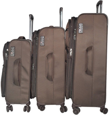 

TRAWORLD Jupiter-1002 set of 3 (20''+24''+28'' ) 4Wheel Trolley Bag - Brown Expandable Check-in Luggage -  inch(Brown