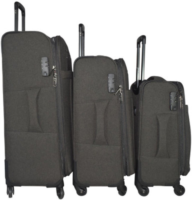 TRAWORLD Earth-1001 set of 3 (20''+24''+28'' ) 4Wheel Trolley Bag - Grey Expandable Check-in Luggage -  inch(Grey