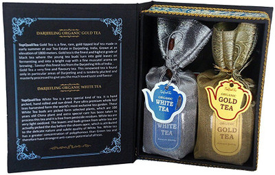 

Top Quali Tea Gift Pack White Tea and Gold Darjeeling Tea 25gm Each Black Tea(50 g, Plastic Bottle)