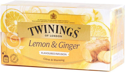 

Twinings Lemon & Ginger Flavoured Infusion, 25 Tea Bags - 37.5g (25x1.5g) Lemon, Ginger Tea Bags Box(37.5 g)