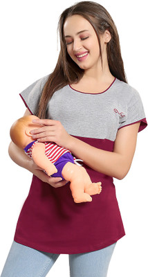 AV2 Casual Half Sleeve Solid Women Maroon Top