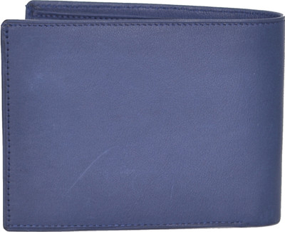 

S R Leather Men Blue Genuine Leather Wallet(3 Card Slots)
