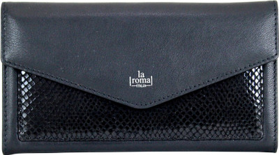 

La Roma Women Black Genuine Leather Wallet(6 Card Slots)