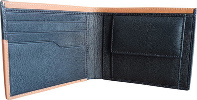 

S R Leather Men Tan Genuine Leather Wallet(3 Card Slots)