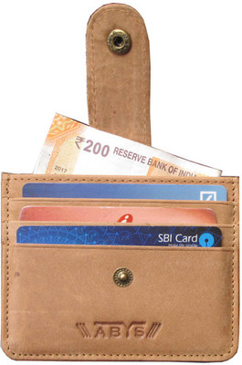 ABYS Men Tan Genuine Leather Card Holder(6 Card Slots)