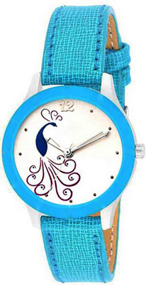 

ReniSales New Arrival Stylish Peacock Printed Dial Leather Watch For Girl Watch - For Women