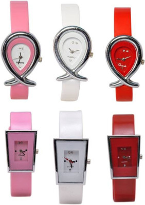 

FabSale Best Designer MultiColor PU Strap Stylish Attractive Round MultiColor Dial (Pack Of 6) Latest Analog Wrist Watch - For Women
