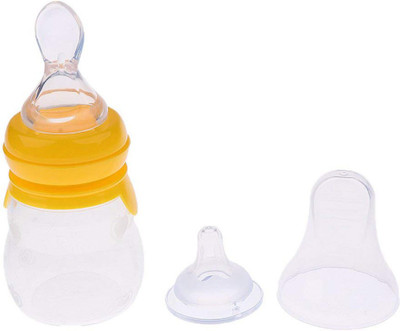 

Crack4Deal 2-in-1 BFA Free Baby Toddler Food Dispensing Feeding Spoon Silicone Feeding Bottles - 150 ml(Yellow)