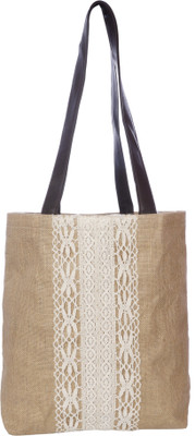 

Empower Trust Tote Bag with Strip lace Multipurpose Bag(Beige, 7 L)