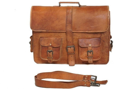 

STYLOLEATHERBAGS Leather Messenger Bag Leather Laptop College Office V28 Messenger Bag(Brown, 18 inch)