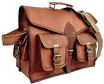 

STYLOLEATHERBAGS Leather Messenger Bag Leather Laptop College Office V33 Messenger Bag(Brown, 16 inch)