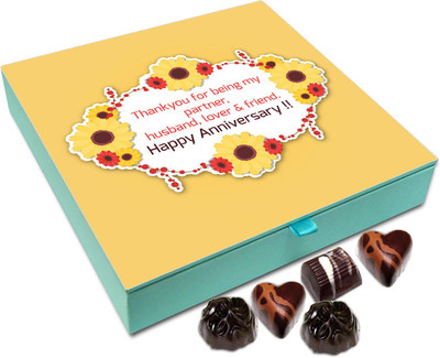 

Chocholik Gift Box - Thank you For Being My Partner, Husband & Friend. Happy Anniversary Chocolate Box - 9pc Truffles(108 g)