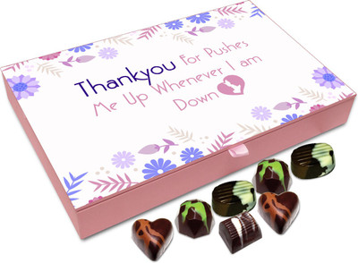 

Chocholik Gift Box - Thankyou For Pushes Me Up Whenever I Am Down Chocolate Box - 12pc Truffles(144 g)