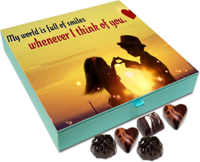 

Chocholik Gift Box - My World Is Full Of Smiles Whenever I Think Of You Chocolate Box - 9pc Truffles(108 g)