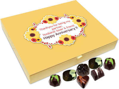 

Chocholik Gift Box - Thank you For Being My Partner, Husband & Friend. Happy Anniversary Chocolate Box - 20pc Truffles(240 g)