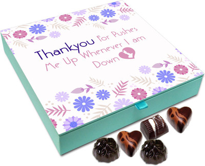 

Chocholik Gift Box - Thankyou For Pushes Me Up Whenever I Am Down Chocolate Box - 9pc Truffles(108 g)