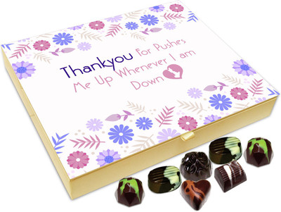 

Chocholik Gift Box - Thankyou For Pushes Me Up Whenever I Am Down Chocolate Box - 20pc Truffles(240 g)