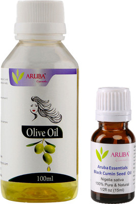 

Aruba Essentials Olive & Black Cumin Seed Herbal Hair Oil (100ml + 15ml)(Set of 2)