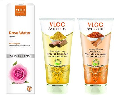 

VLCC Rose water toner 100ml + Haldi chandan face wash 100ml + Chandan kesar face wash 100ml(Set of 3)