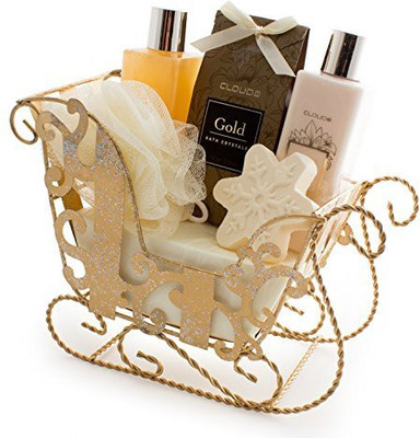 

Brubaker 6 Pieces Bath Set 'Vanilla Christmas' Sleigh With Gold Gift Set(Set of 6)
