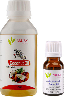 

Aruba Essentials Extra Virgin Coconut & Thyme Herbal Hair Oil (100ml + 15ml)(Set of 2)