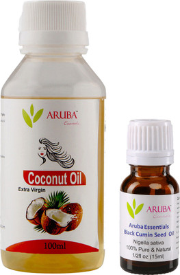 

Aruba Essentials Extra Virgin Coconut & Black Cumin Seed Herbal Hair Oil (100ml + 15ml)(Set of 2)