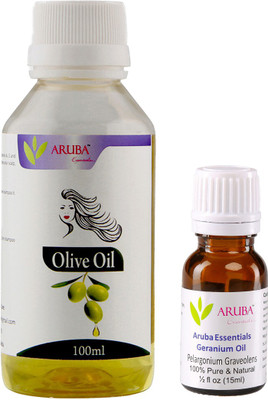 

Aruba Essentials Olive & Geranium Herbal Hair Oil (100ml + 15ml)(Set of 2)